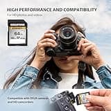 GIGASTONE 4K Kamera Pro 64GB SDXC Speicherkarte 2er-Pack mit bis zu 100 MB/s für Digitalkameras Canon Sony Olympus, 4K UHD Videoaufnahmen UHS-I U3 V30 Klasse 10