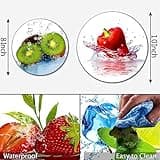 Walarky Colorful Fruits Round Metal Hob Covers 4 Pieces White Hob Covers Electric Stove Top Burner Gas Series Oven Protector Kitchen Utensils Accessories Dining Room Hob Decorative