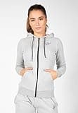 Gorilla Wear Pixley Zipped Hoodie - grau - leicht funktionell Oberteil Pullover mit Logo Reissverschluss zum Sport Alltag Freizeit Workout Training bequem atmungsaktiv aus Baumwolle Polyester, XS