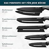 Home Hero Messerset mit Messerschärfer - Scharfe Küchenmesser Set - Messerblock Kochmesser Set Edelstahl Messer Set (11 Stück mit Scheide - Schwarz)