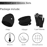 Baynetin Mütze Schal & Handschuh-Sets 3in1 Unisex BeanieMütze Touchscreen Handschuhe und Loop Schal Set mit Weiches Fleecefutter für Outdoor Sport Joggen Skifahren (Schwarz)