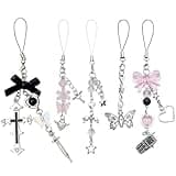 DKDDSSS 5 Stück Handyanhänger, ästhetische y2k-Anhänger, Lanyard Handschlaufe, Phone Charm, Accessories y2k, für Handy, Kamera, Schlüssel