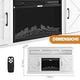 Bakaji Elektrokamin Chicago mit Holzrahmen, 1800 W, komplett mit Möbeln, leises Retro-Design, Einbau-Wandofen (Krakau)