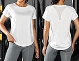 Gyabnw Sportshirt Damen Kurzarm Sport Oberteil Fitness Funktionsshirt Locker Laufshirt Atmungsaktiv Wandershirt Yoga Gym