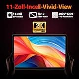 MAXLEGEN Tablet 11 Zoll, 2K FHD, 36GB RAM+512GB ROM/1TB TF, 4G LTE Dual SIM+5G WLAN, 2GHz Octa-Core Android 15 Tablet mit 9580mAh Akku, 13MP, GPS, GMS, Tablets mit Tastatur/Stift/Maus/Hülle