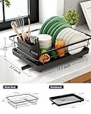 Kitsure Abtropfgestell Geschirr, platzsparender Abtropfgestell, Geschirrständer für die Küchentheke, langlebiger Küchen-Trockenständer aus Edelstahl mit Besteckhalter, Trockenständer für Geschirr