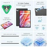 2025 Neueste Tablet 11 Zoll Android 15 Tablets,Tablet mit Tastatur Maus,5G Wifi Tablett PC Mit 16GB+128GB(1TBTF),4G LTE Tablets Mit 2 SIM 1 SD slot-Octa-core,1080FHD,13+8MP,7000mAh,Type-C/GPS/OTG-Grau