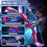 Spielzeug ab 3-12 Jahre Junge, Spider Spielzeug mit Rot & Blau LED Lichtern, Spider Köcher & Netz-Zielscheibe, Geschenk Junge 3-12 Jahre Geschenkideen Kinderspielzeug Garten Outdoor Spiele für Kinder
