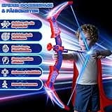 Spielzeug ab 3-12 Jahre Junge, Spider Spielzeug mit Rot & Blau LED Lichtern, Spider Köcher & Netz-Zielscheibe, Geschenk Junge 3-12 Jahre Geschenkideen Kinderspielzeug Garten Outdoor Spiele für Kinder