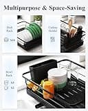 Kitsure Abtropfgestell Geschirr, platzsparender Abtropfgestell, Geschirrständer für die Küchentheke, langlebiger Küchen-Trockenständer aus Edelstahl mit Besteckhalter, Trockenständer für Geschirr