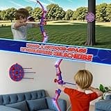 Spielzeug ab 3-12 Jahre Junge, Spider Spielzeug mit Rot & Blau LED Lichtern, Spider Köcher & Netz-Zielscheibe, Geschenk Junge 3-12 Jahre Geschenkideen Kinderspielzeug Garten Outdoor Spiele für Kinder