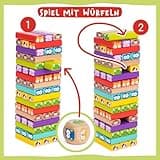 Nene Toys Pädagogisches Kinderspiel ab 3 Jahre - Wackelturm 4 in 1 aus Holz mit Farben und Tieren - Spielzeug für Mädchen und Jungs von 3 bis 9 Jahren - Stapelturm Holz Brettspiel