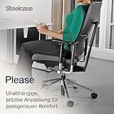 Steelcase Please Ergonomischer Bürodrehstuhl mit höhenverstellbarer Lumbalstütze Onyx Schwarz, 66 x 64 x 108