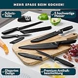 Home Hero Messerset mit Messerschärfer - Scharfe Küchenmesser Set - Messerblock Kochmesser Set Edelstahl Messer Set (11 Stück mit Scheide - Schwarz)