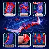 Spielzeug ab 3-12 Jahre Junge, Spider Spielzeug mit Rot & Blau LED Lichtern, Spider Köcher & Netz-Zielscheibe, Geschenk Junge 3-12 Jahre Geschenkideen Kinderspielzeug Garten Outdoor Spiele für Kinder