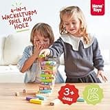 Nene Toys Pädagogisches Kinderspiel ab 3 Jahre - Wackelturm 4 in 1 aus Holz mit Farben und Tieren - Spielzeug für Mädchen und Jungs von 3 bis 9 Jahren - Stapelturm Holz Brettspiel