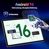 VekfulPC 2026 Neuestes Tablet Android 16 Tablet mit Tastatur Tablets 10 Zoll Gemini AI 24GB RAM+256GB ROM (2TB TF), Octa-Core, 8MP+5MP, Widevine L1, 5G WiFi, GPS, Face ID