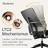 Steelcase Please Ergonomischer Bürodrehstuhl mit höhenverstellbarer Lumbalstütze Onyx Schwarz, 66 x 64 x 108